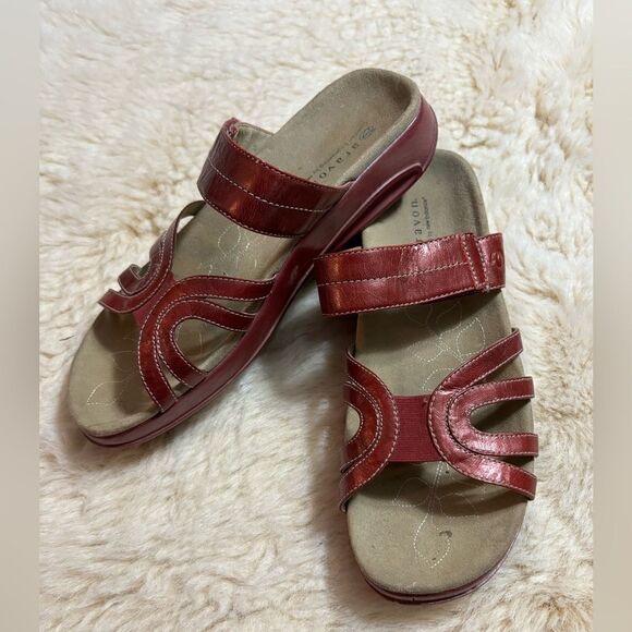 Aravon By New Balance Womens Candace Red Leather Sandals size 8 - Picture 1 of 8